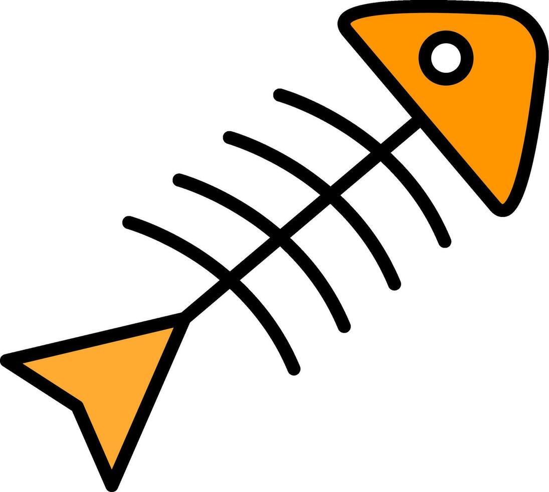 Rotten Fish Line Filled Icon vector