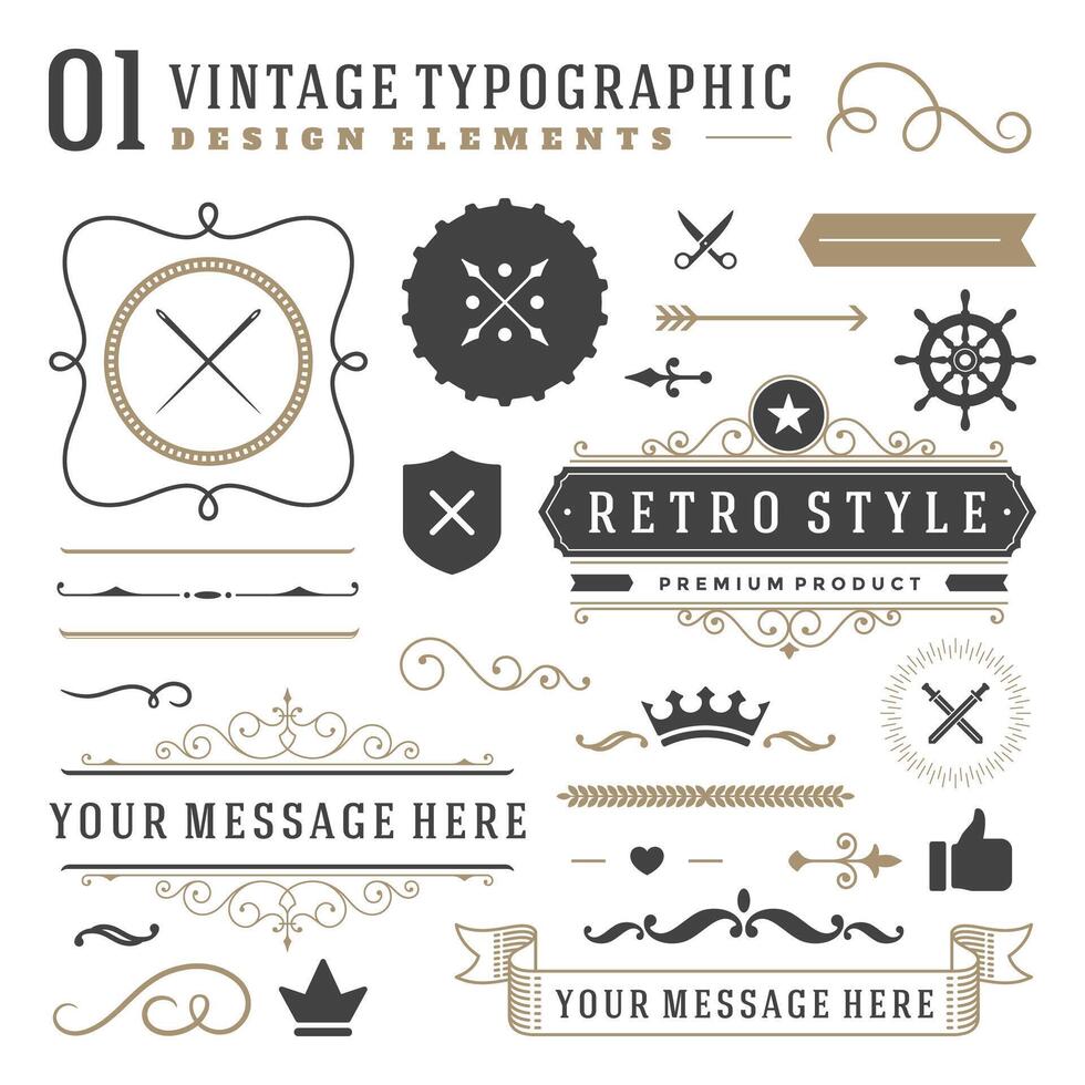 Retro vintage typographic design elements vector