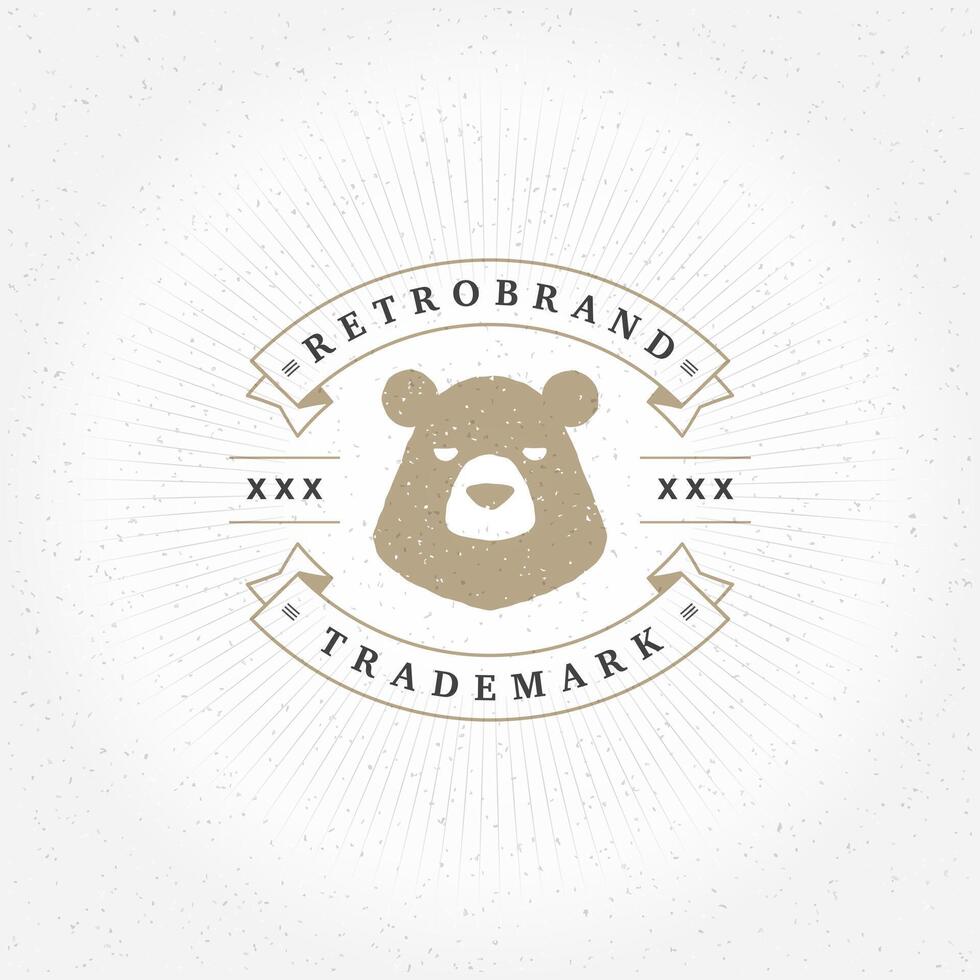 Bear Logotype Design Element in Vintage Style Badge vector