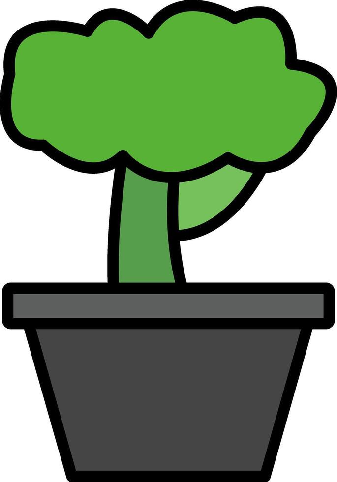 bonsai línea lleno icono vector