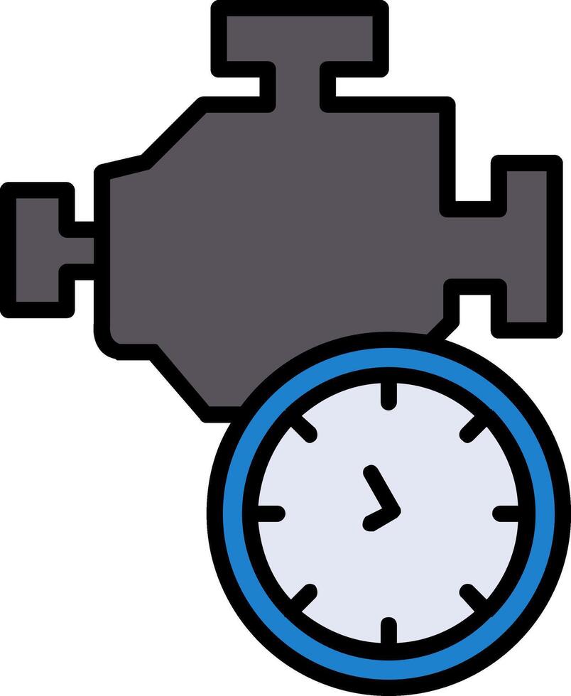 Time Engine Line Filled Icon vector