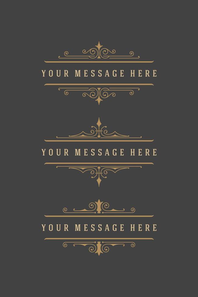 Vintage Ornaments Decorations Design Elements and Place For Text. vector