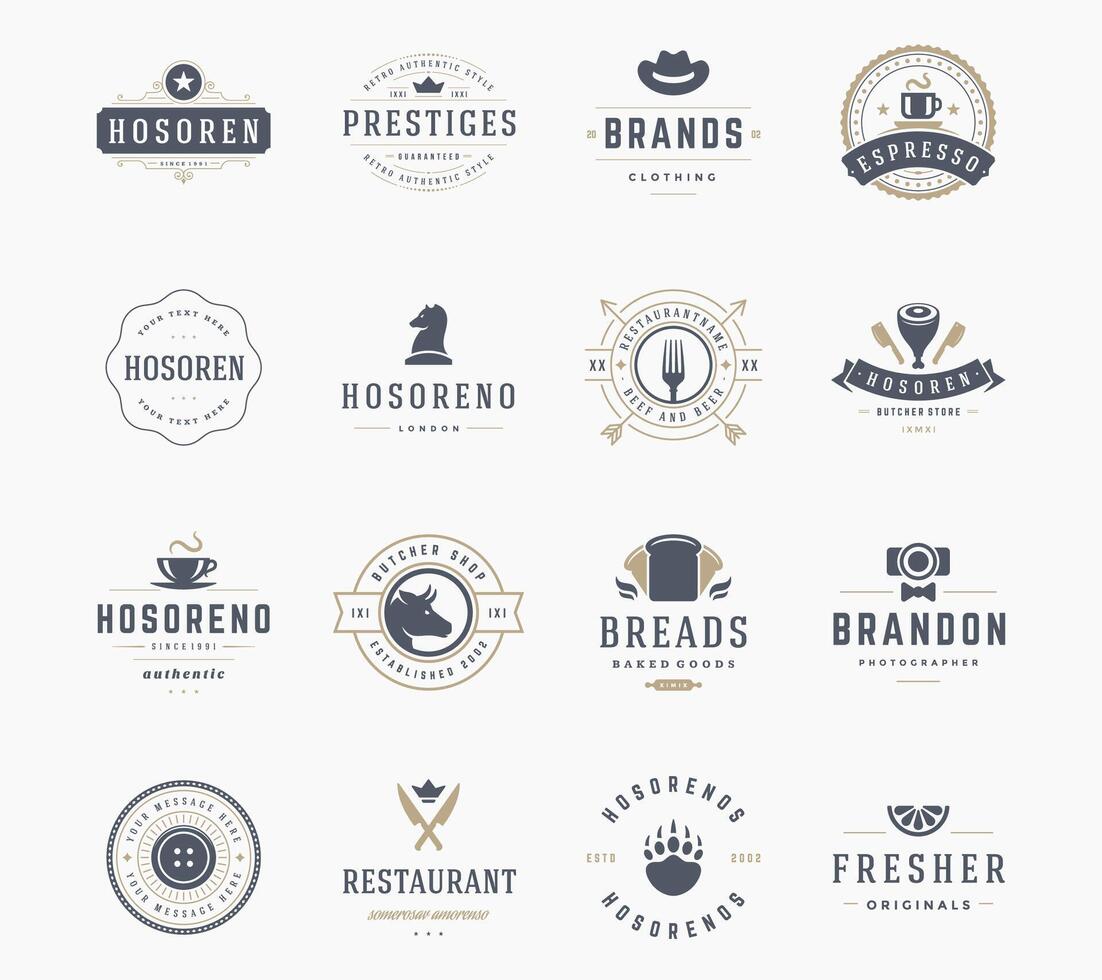 Vintage Logos Design Templates Set, Design Elements. vector