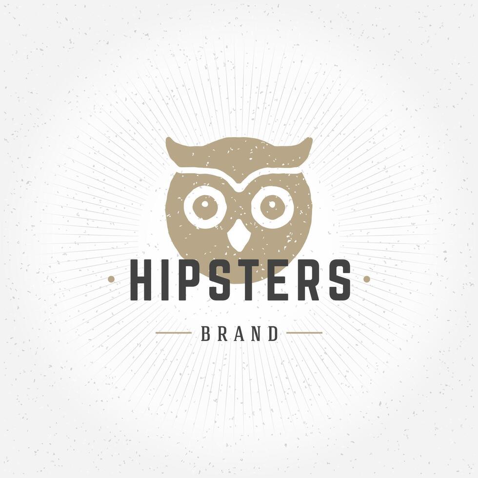 Owl head Hand Drawn Design Element in Vintage Style for Logotype vector