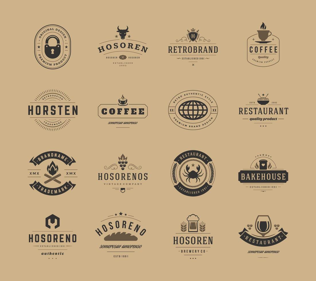 Vintage Logos Design Templates Set, Design Elements vector