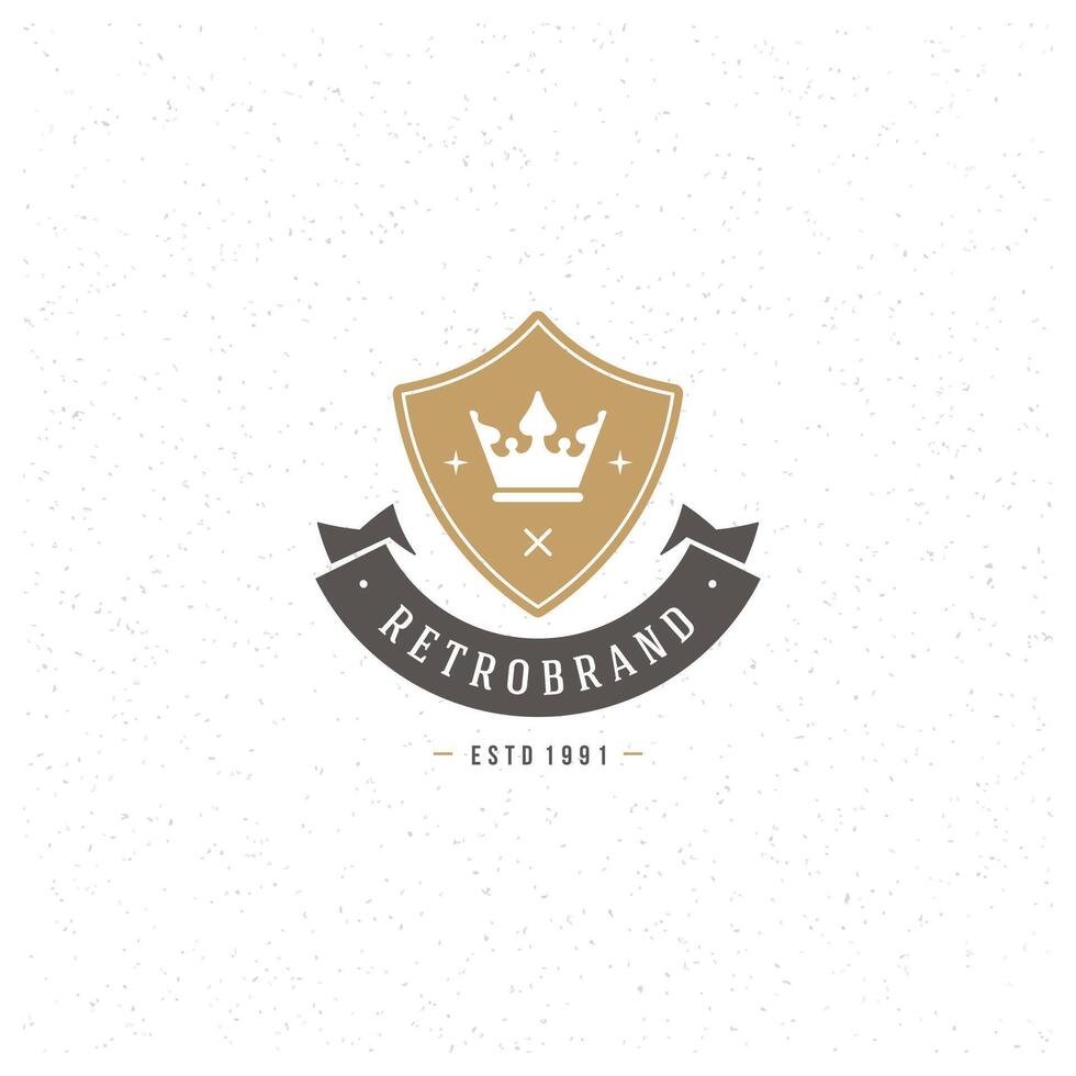 King Crown Logo Template. Design Element Vintage Style for Logotype, Label, Badge, Emblem vector