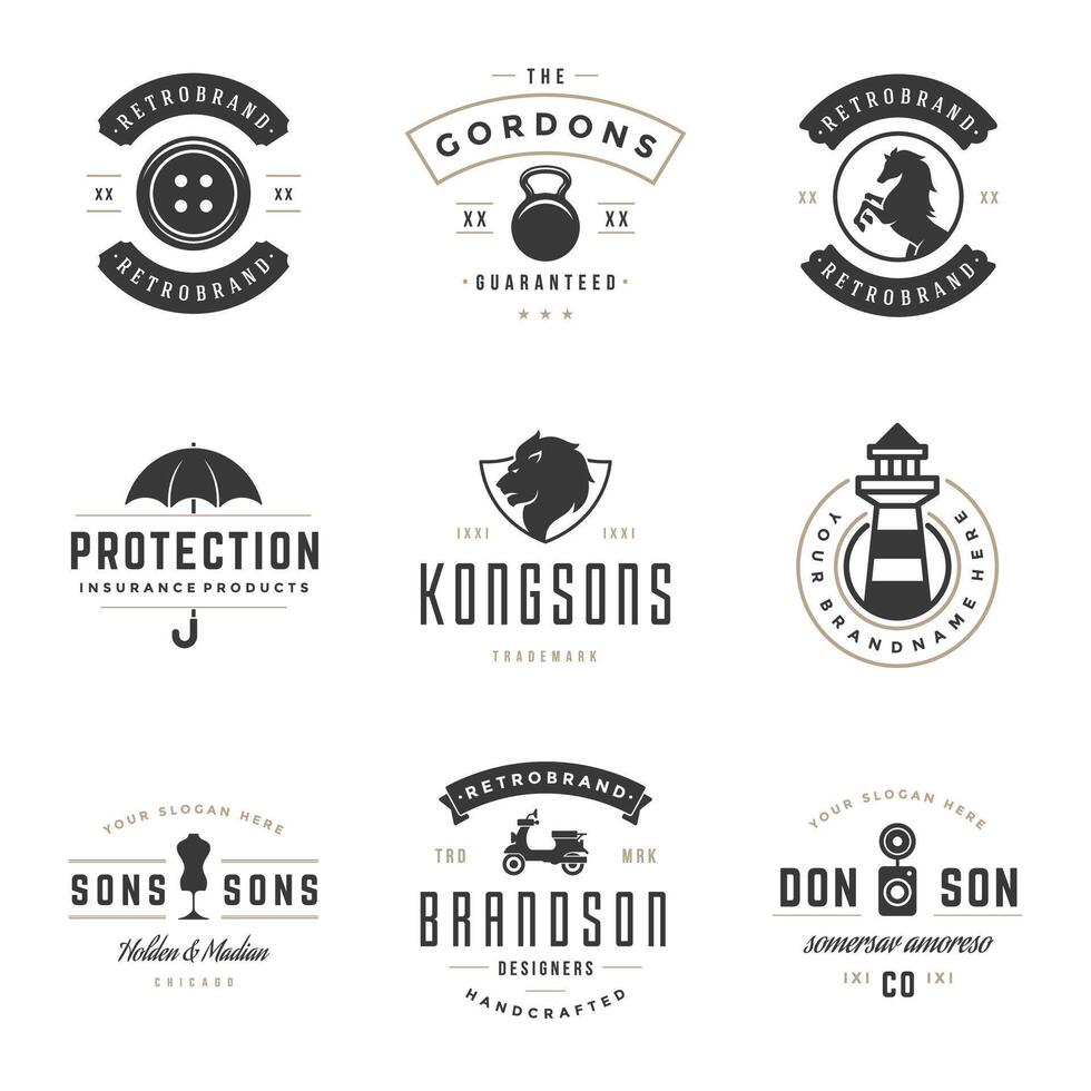 Vintage Logos Design Templates Set. design elements vector