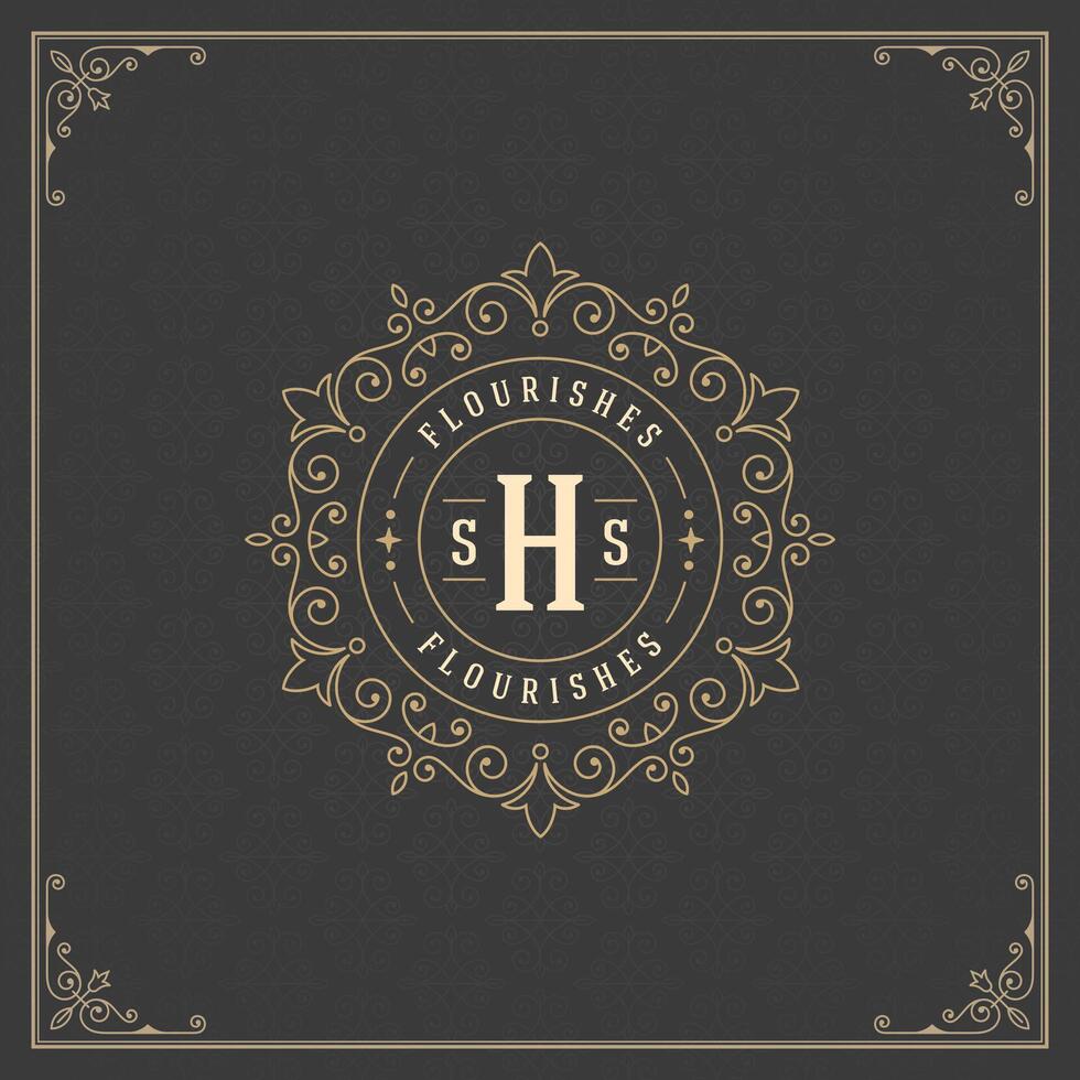 Royal Logo Design Template. Flourishes Calligraphic Elegant Ornament lines vector