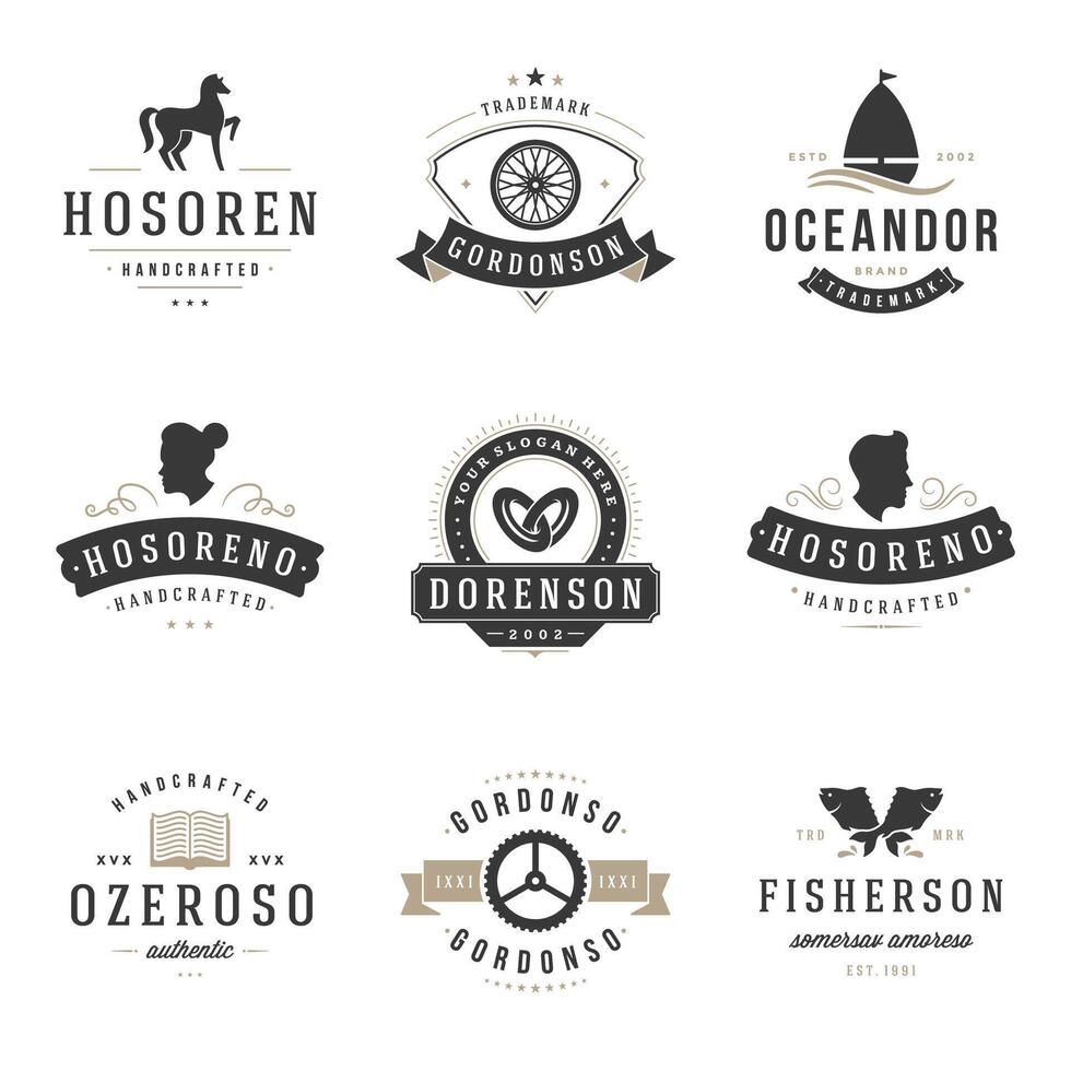 Vintage Logos Design Templates Set. design elements vector