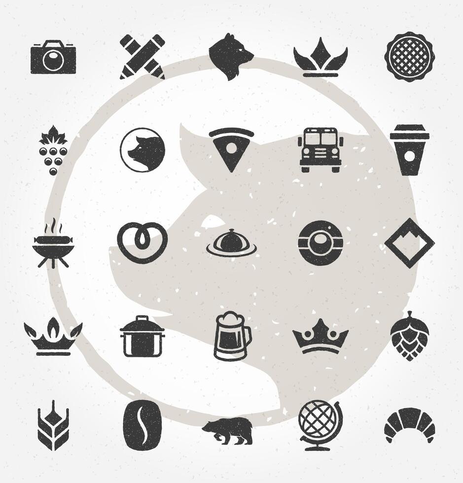 Retro Hand Drawn Logos Design Elements. Logos Icons, Logos Symbols vector