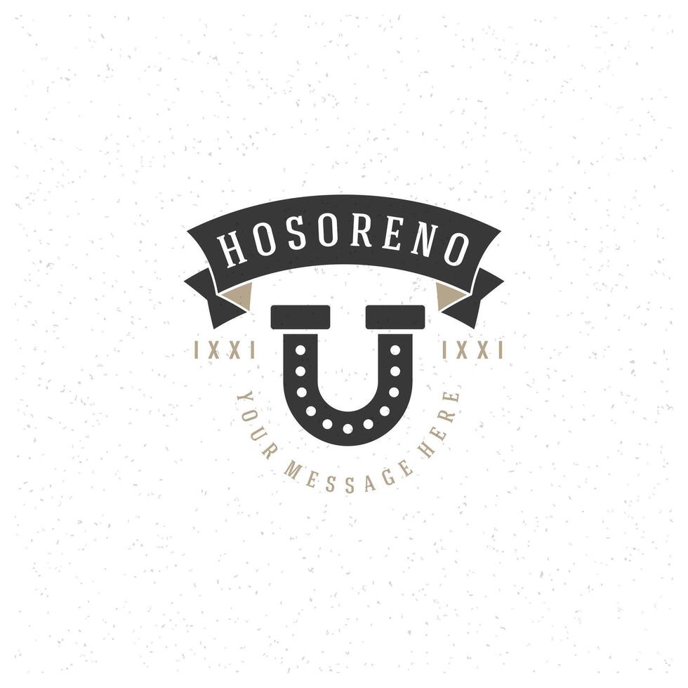 Horseshoe Design Element in Vintage Style for Logo vector