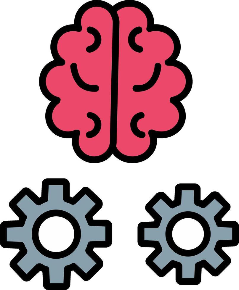 Brain Training Line Filled Icon vector