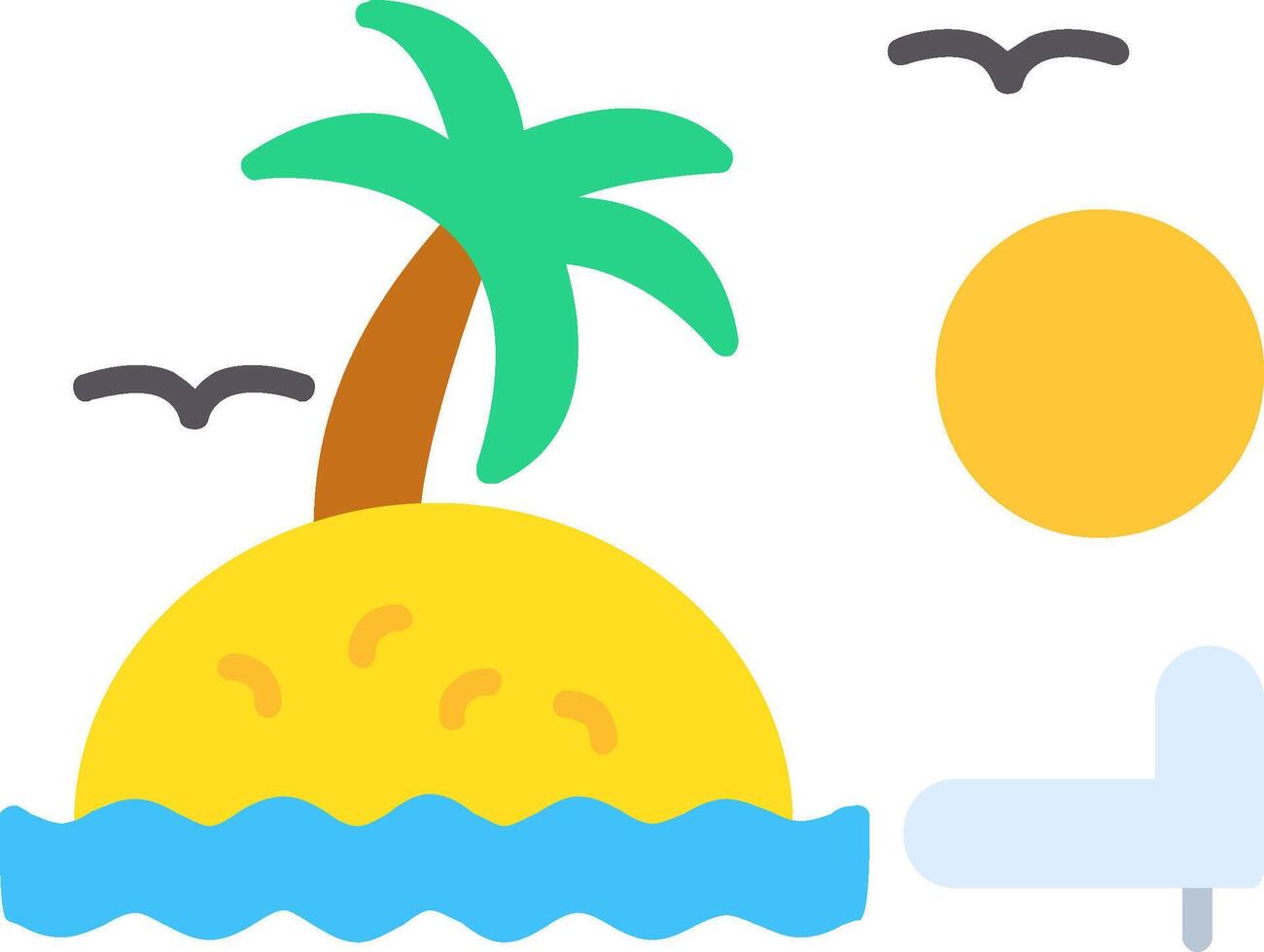 Sunset On Beach Flat Icon vector