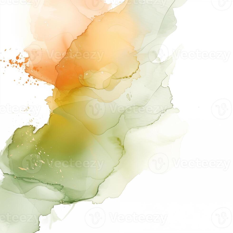 Orange and Green Colorful Abstract Watercolor Background photo