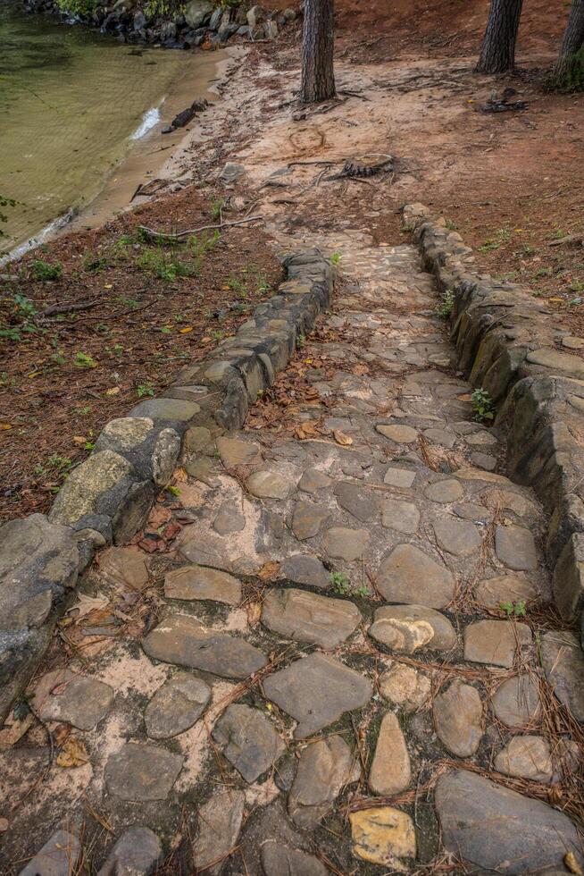 Stone staircase to the beach photo