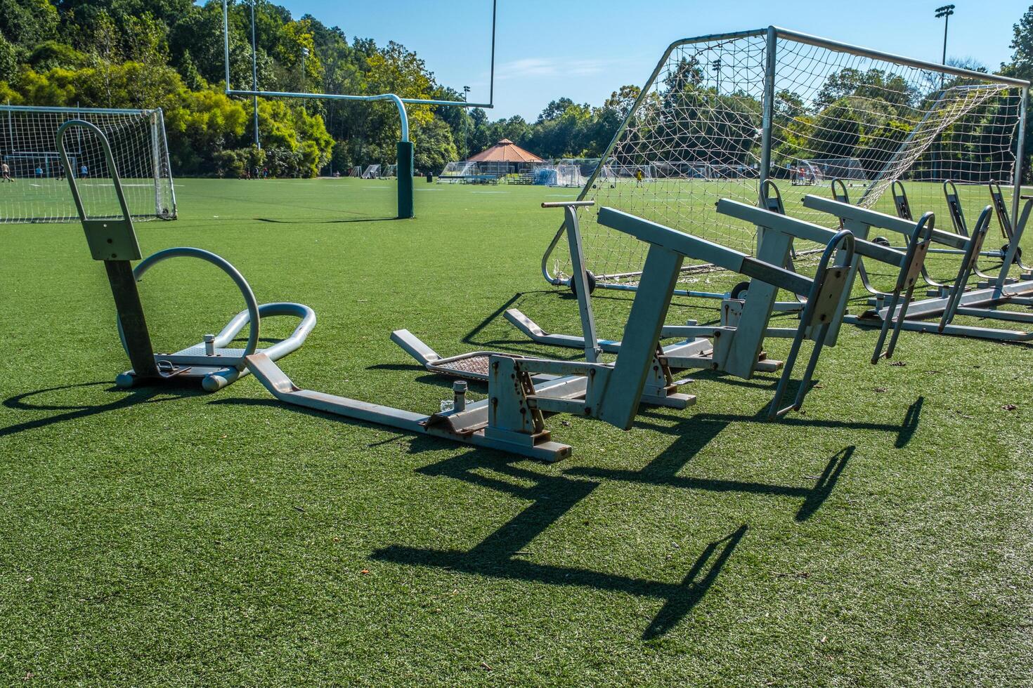Football training sled closeup photo