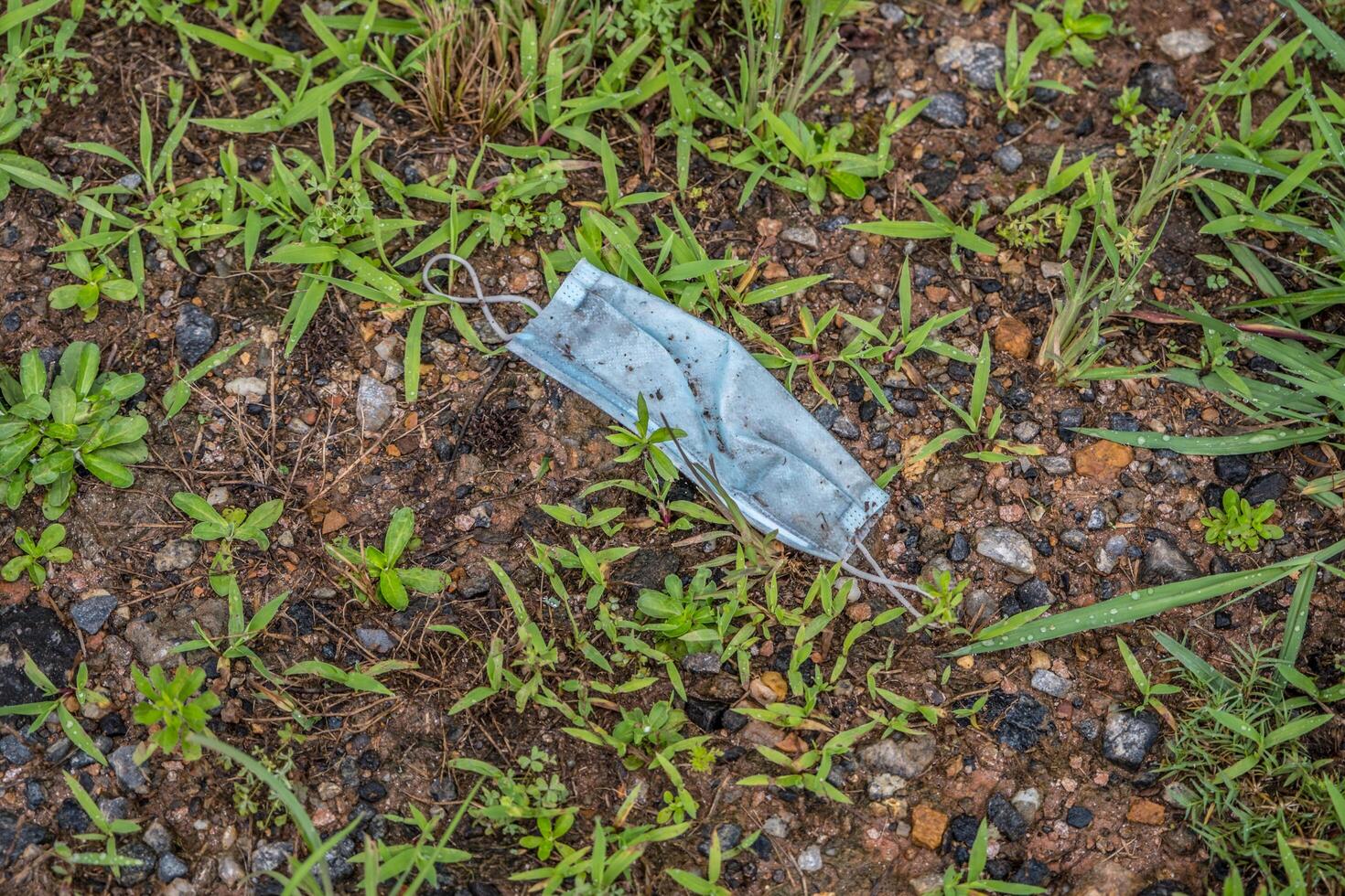 Discarded face mask on the ground Coronavirus photo