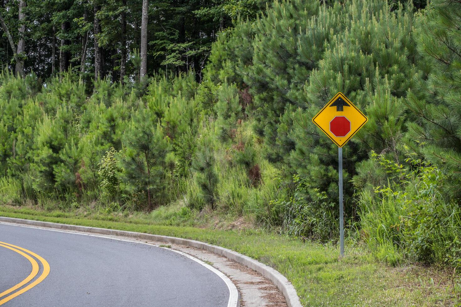 Stop ahead road sign photo