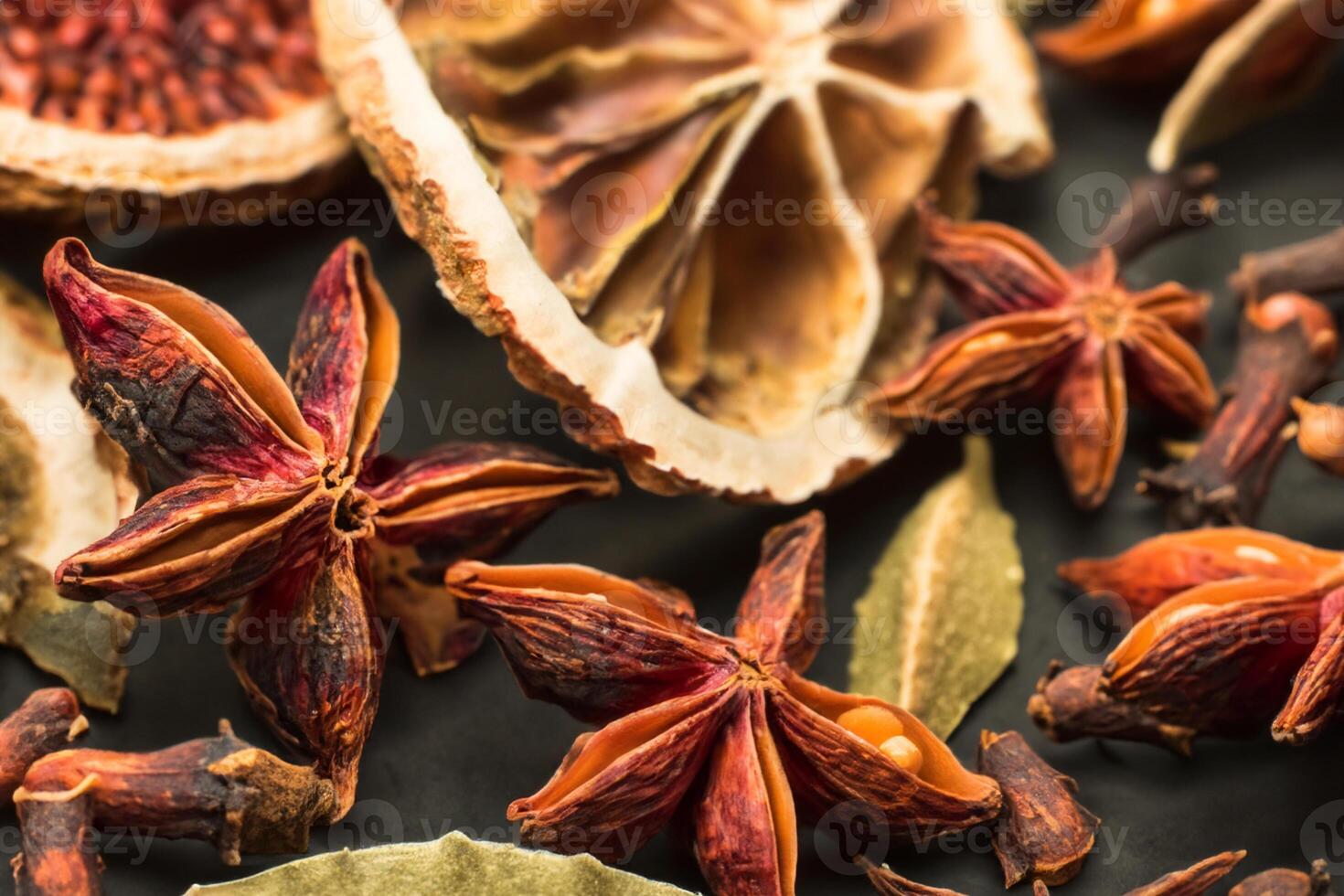 explorador el belleza de macro especias y hierba fondo, un sabroso tapiz de culinario inspiración foto