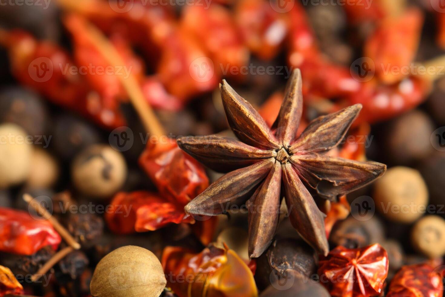 explorador el belleza de macro especias y hierba fondo, un sabroso tapiz de culinario inspiración foto