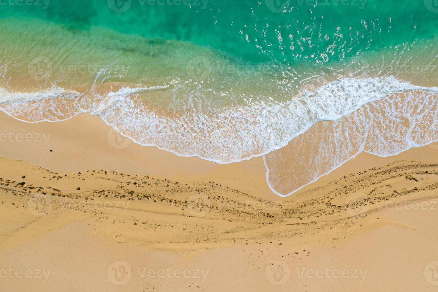 Horizon Haven Aerial Serenity Captures Beautiful Beach Sand from Above, a Tranquil Tapestry of Coastal Beauty photo