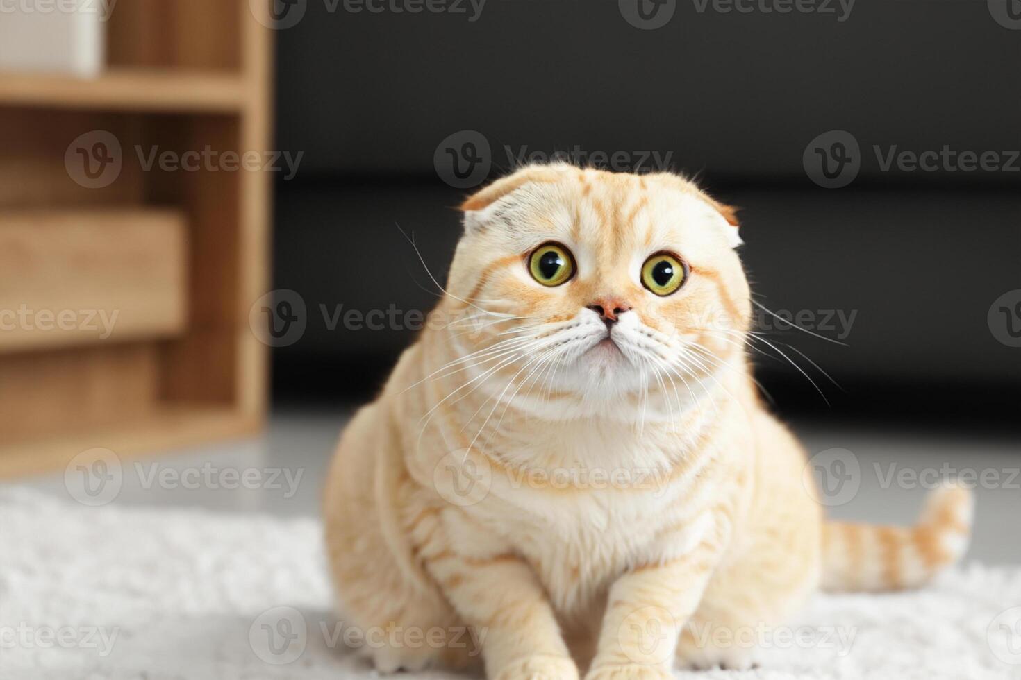 Embracing the Beauty of a Beautiful Cute Whiskered Charm Scottish Fold, Where Playful Elegance and Endearing Whiskers Combine in a Captivating Portrait of Feline Delight, Bringing Joy to Every Heart photo