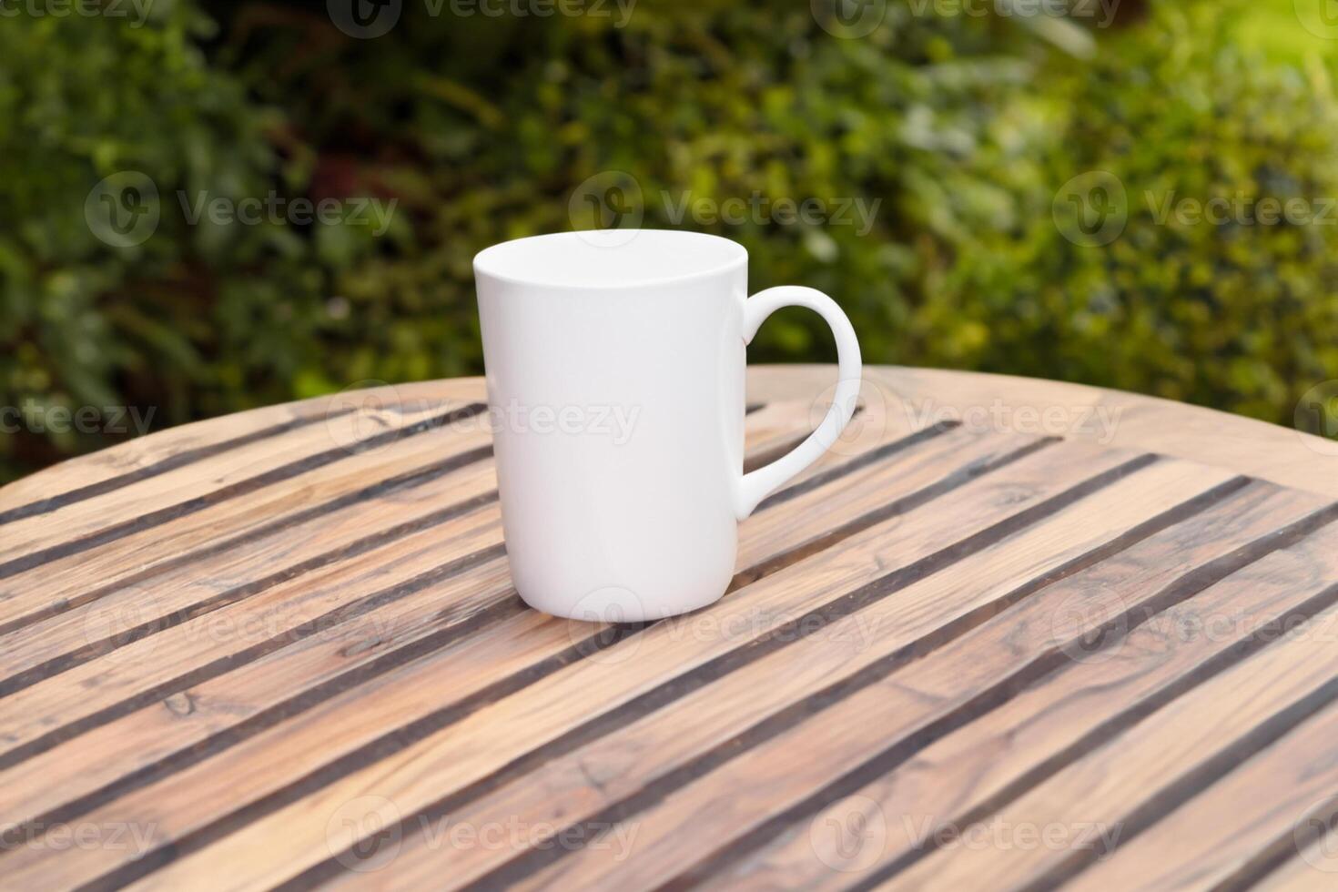 Capturing the Beauty of a White Mockup Mug, a Blank Canvas Ready for Personalization and Creativity photo