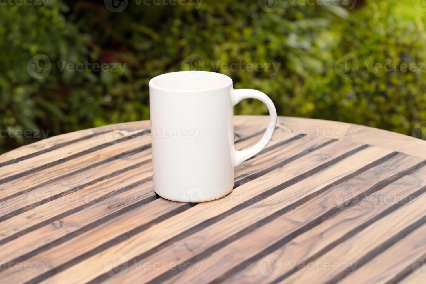 Capturing the Beauty of a White Mockup Mug, a Blank Canvas Ready for Personalization and Creativity photo