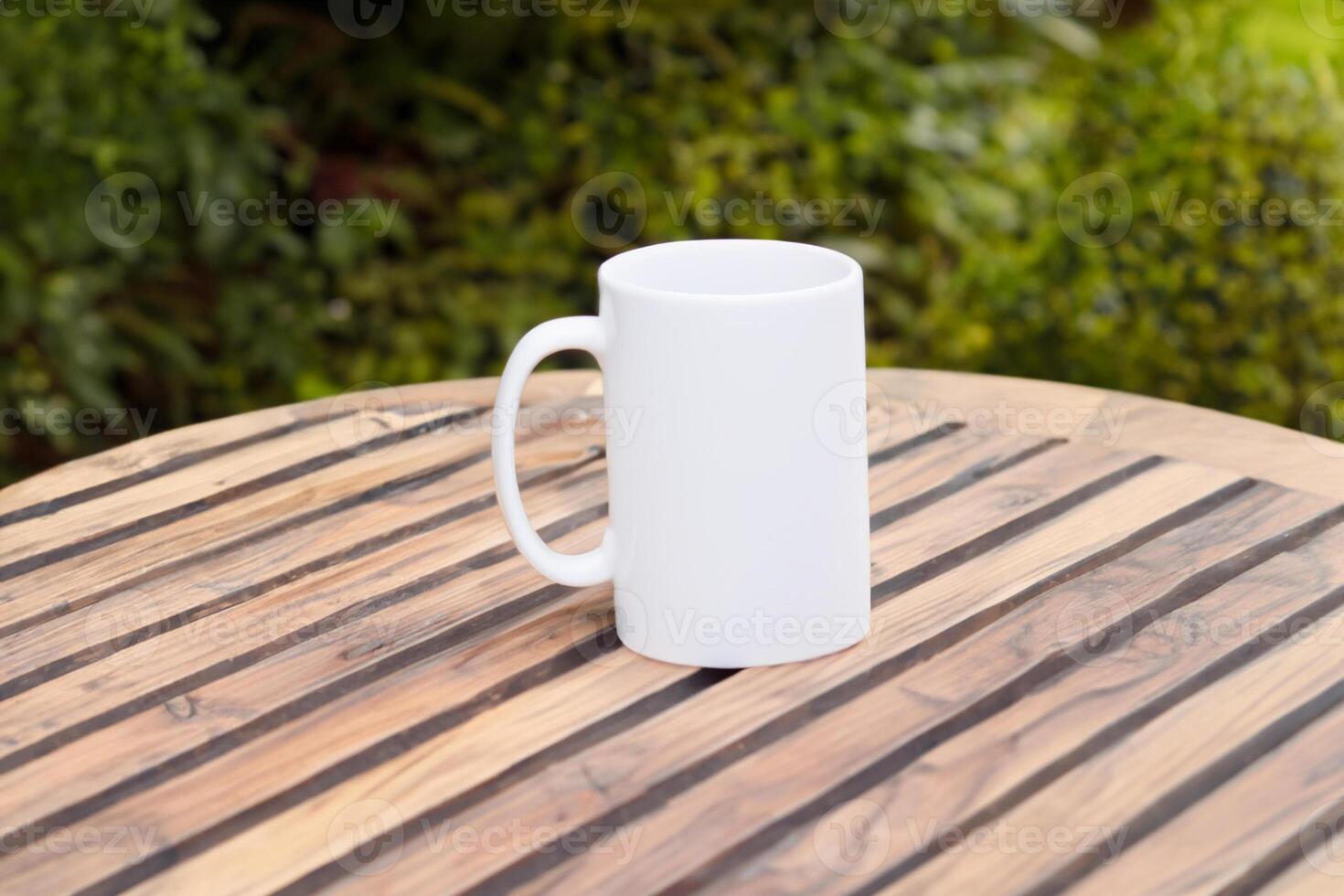 Capturing the Beauty of a White Mockup Mug, a Blank Canvas Ready for Personalization and Creativity photo