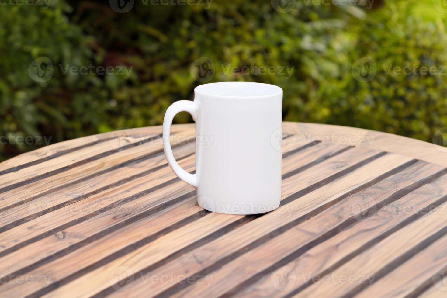 Capturing the Beauty of a White Mockup Mug, a Blank Canvas Ready for Personalization and Creativity photo