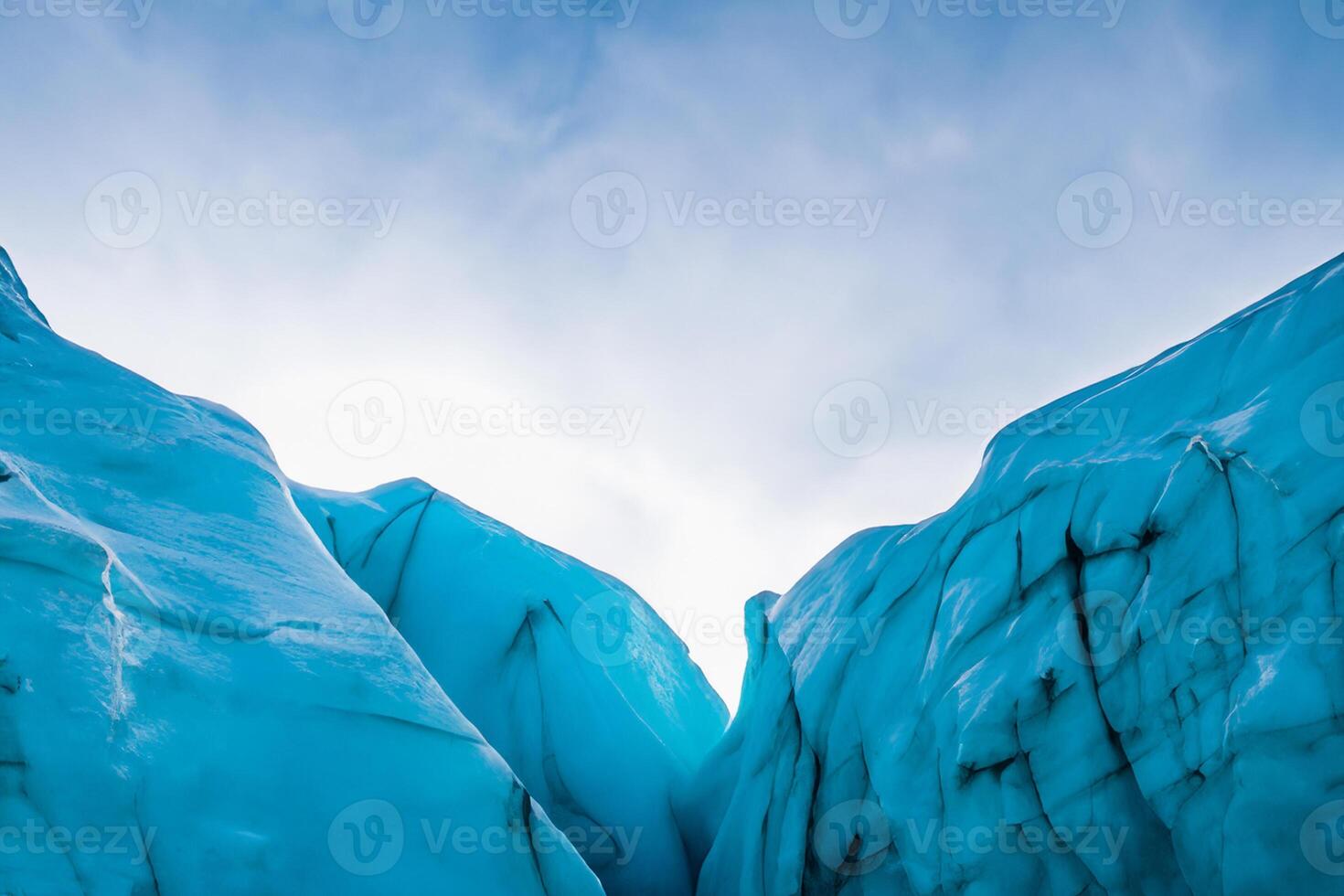 Majestic Ice Cliffs Crowned by a Cool Atmosphere, Framed by the Beautiful Sea and Sky, Conjuring a Harmonious Panorama of Nature's Icy Grandeur and Oceanic Splendor photo
