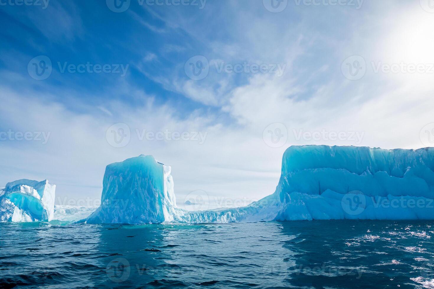 Majestic Ice Cliffs Crowned by a Cool Atmosphere, Framed by the Beautiful Sea and Sky, Conjuring a Harmonious Panorama of Nature's Icy Grandeur and Oceanic Splendor photo