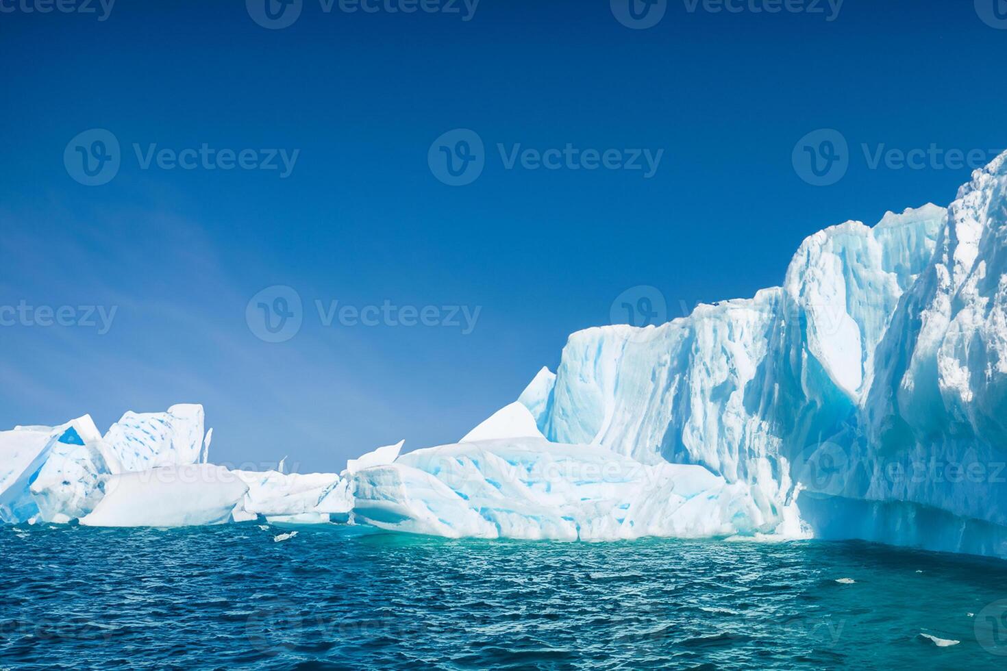 Majestic Ice Cliffs Crowned by a Cool Atmosphere, Framed by the Beautiful Sea and Sky, Conjuring a Harmonious Panorama of Nature's Icy Grandeur and Oceanic Splendor photo