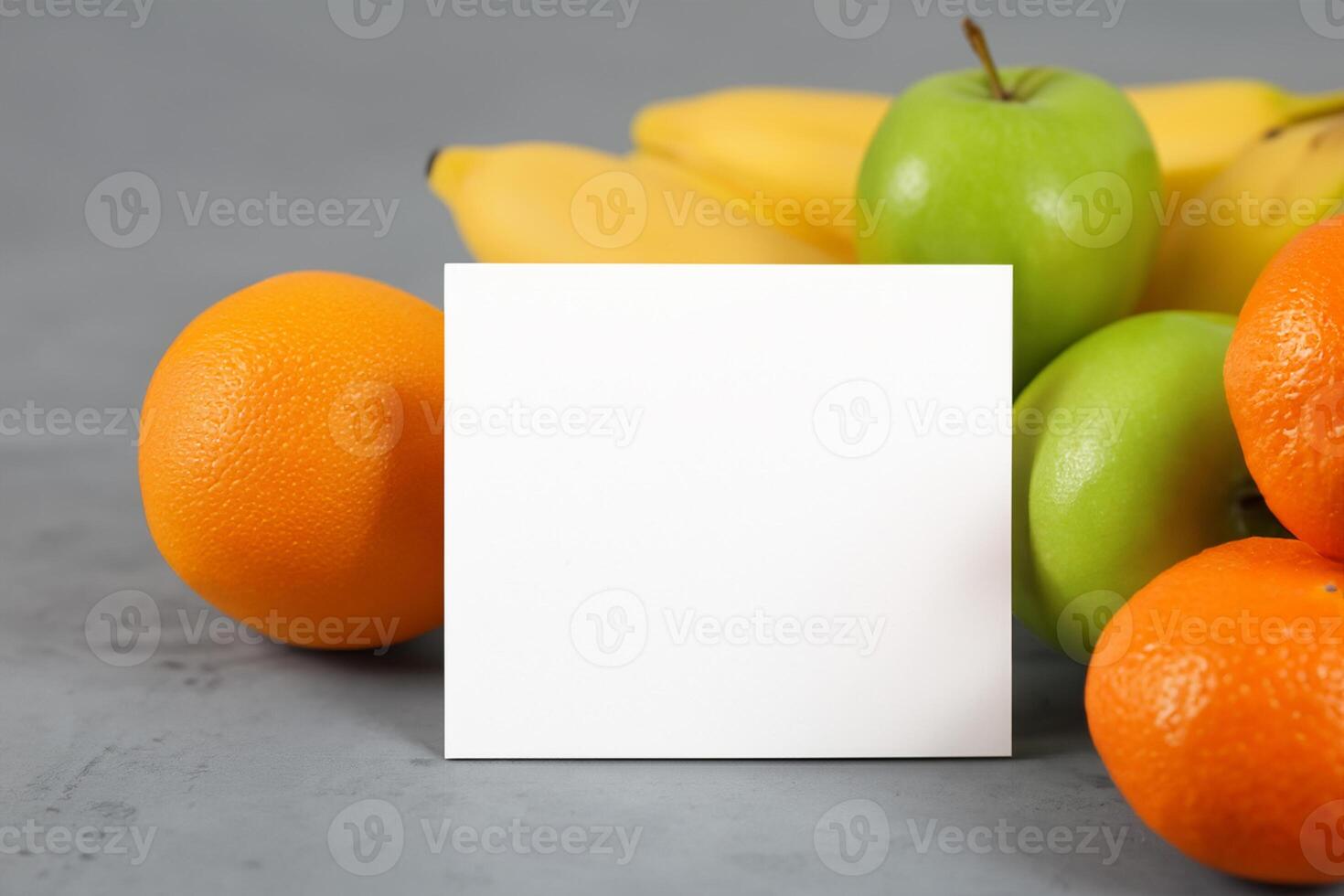 tarjeta y blanco papel Bosquejo armonizado con Fresco fruta, elaboración un visual sinfonía de ingenioso diseño y culinario deleitar, dónde saludable ingredientes unir en un banquete de vibrante imágenes foto