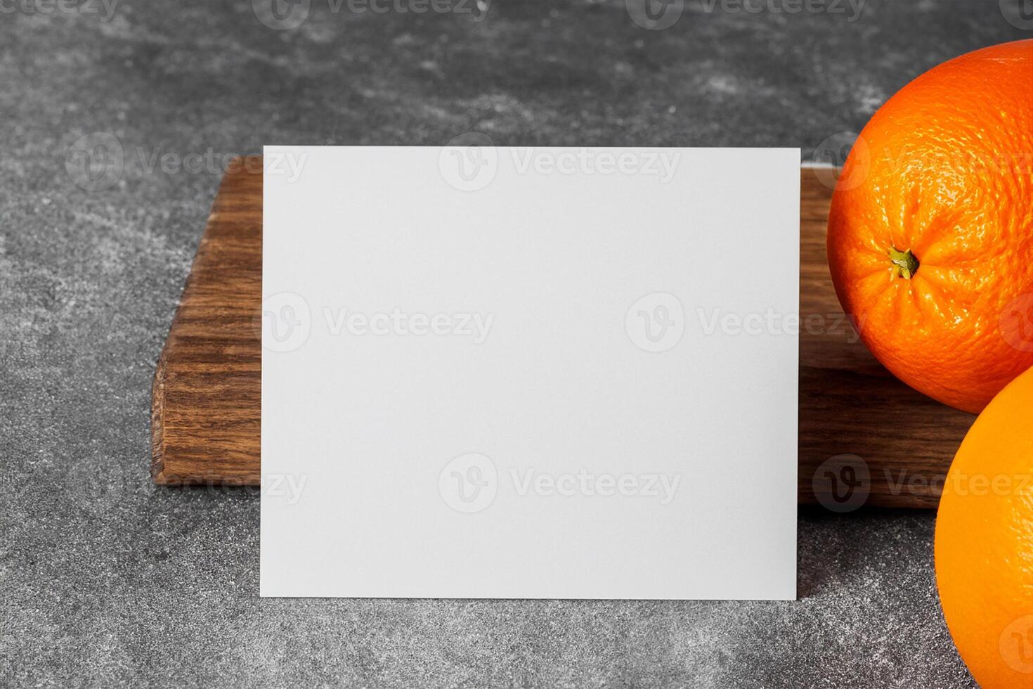 Generated imageWhite Paper Mockup Enlivened by the Zesty Aura of Fresh Oranges, Crafting a Visual Symphony of Culinary Opulence and Wholesome Design photo