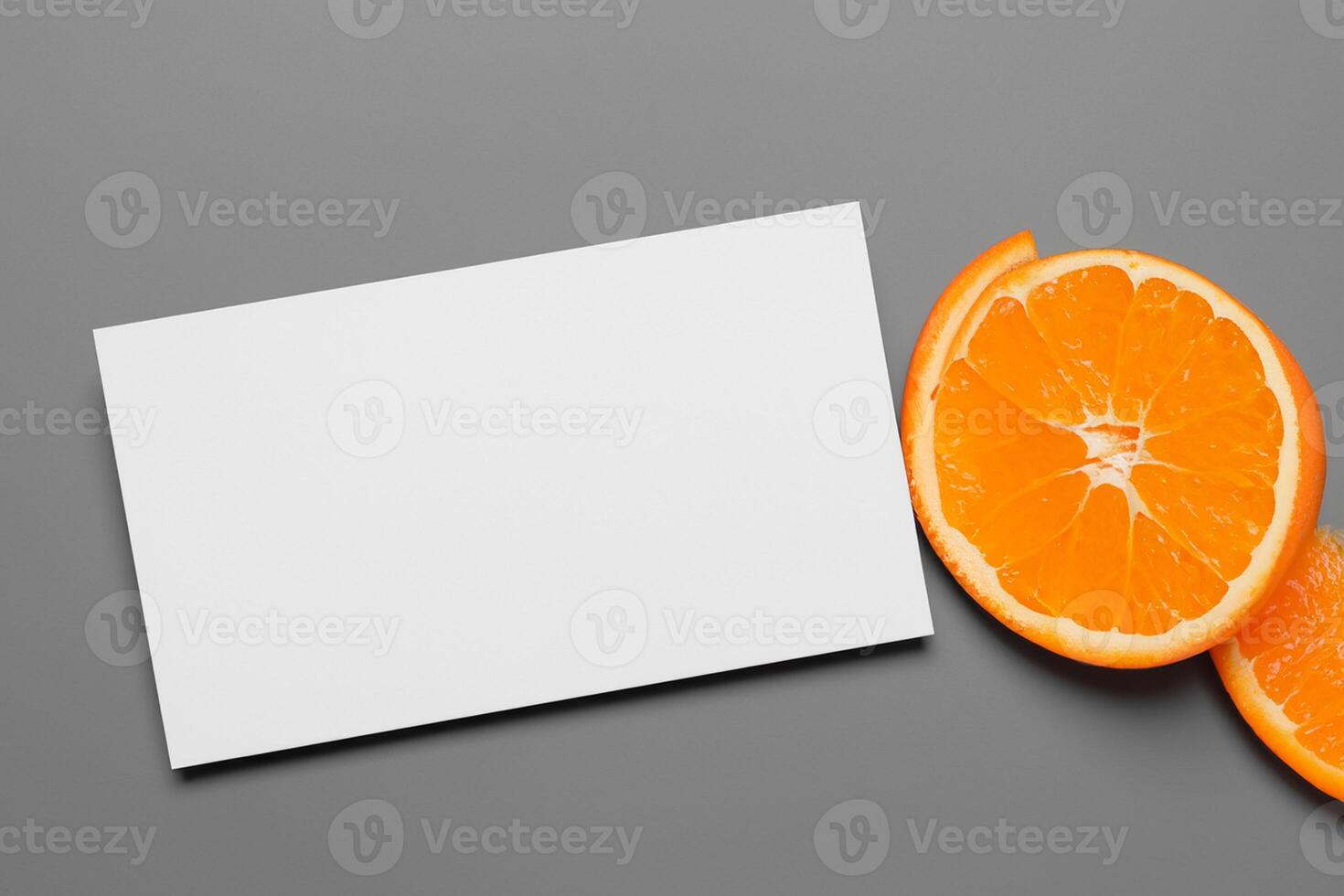 White Paper Mockup Enlivened by the Zesty Aura of Fresh Oranges, Crafting a Visual Symphony of Culinary Opulence and Wholesome Design photo