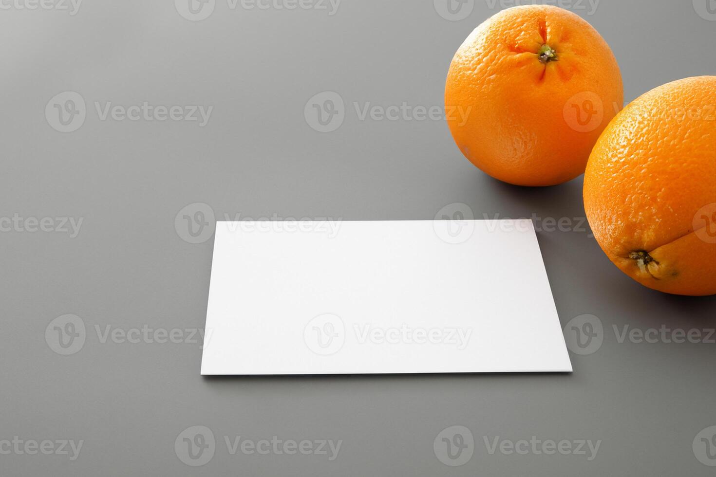 Generated imageWhite Paper Mockup Enlivened by the Zesty Aura of Fresh Oranges, Crafting a Visual Symphony of Culinary Opulence and Wholesome Design photo