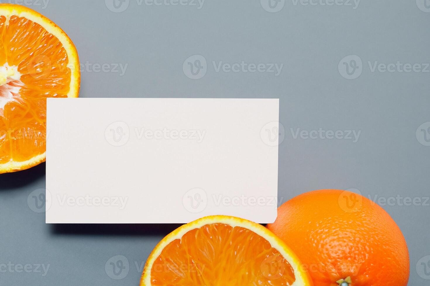 White Paper Mockup Enlivened by the Zesty Aura of Fresh Oranges, Crafting a Visual Symphony of Culinary Opulence and Wholesome Design photo