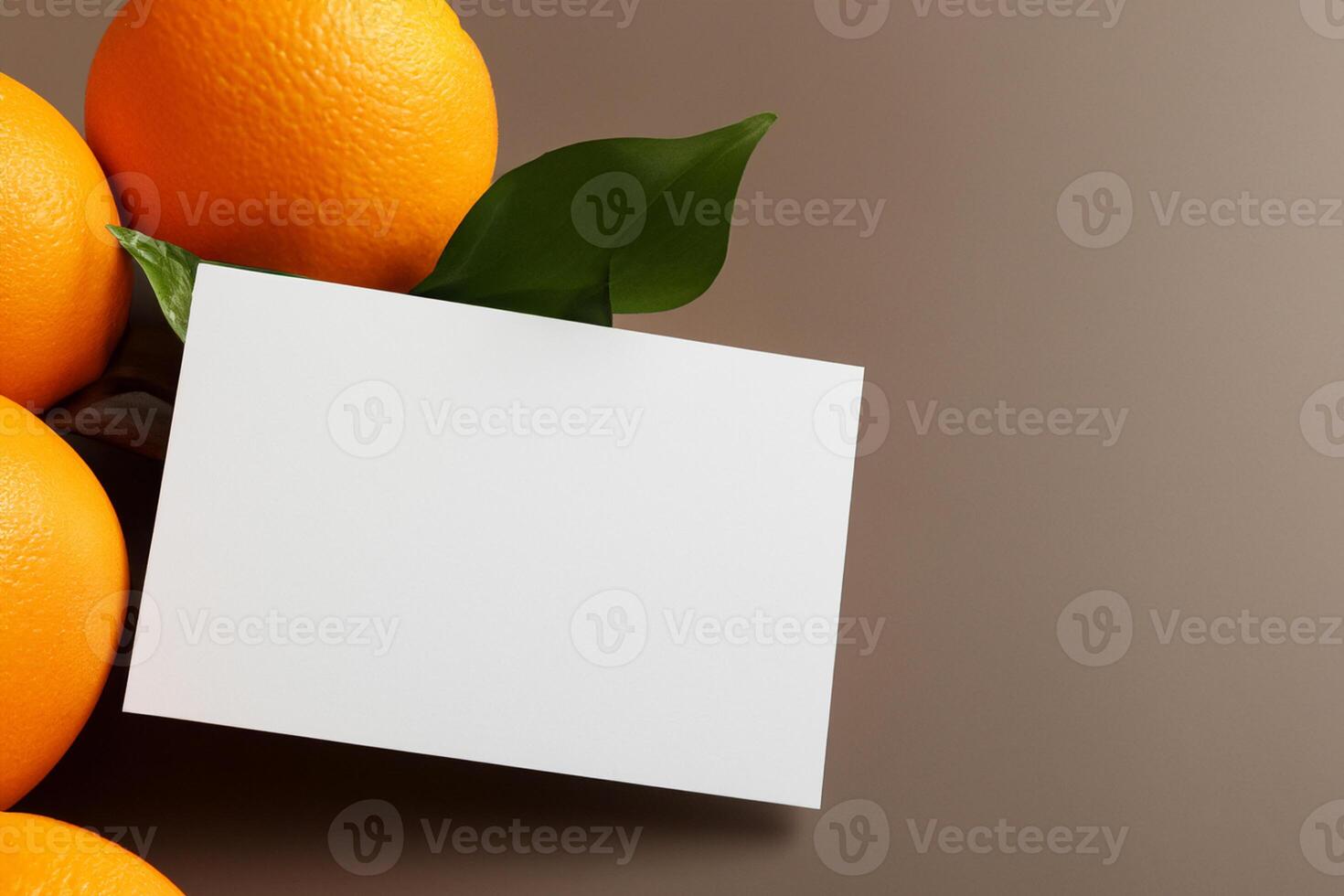 Generated imageWhite Paper Mockup Enlivened by the Zesty Aura of Fresh Oranges, Crafting a Visual Symphony of Culinary Opulence and Wholesome Design photo