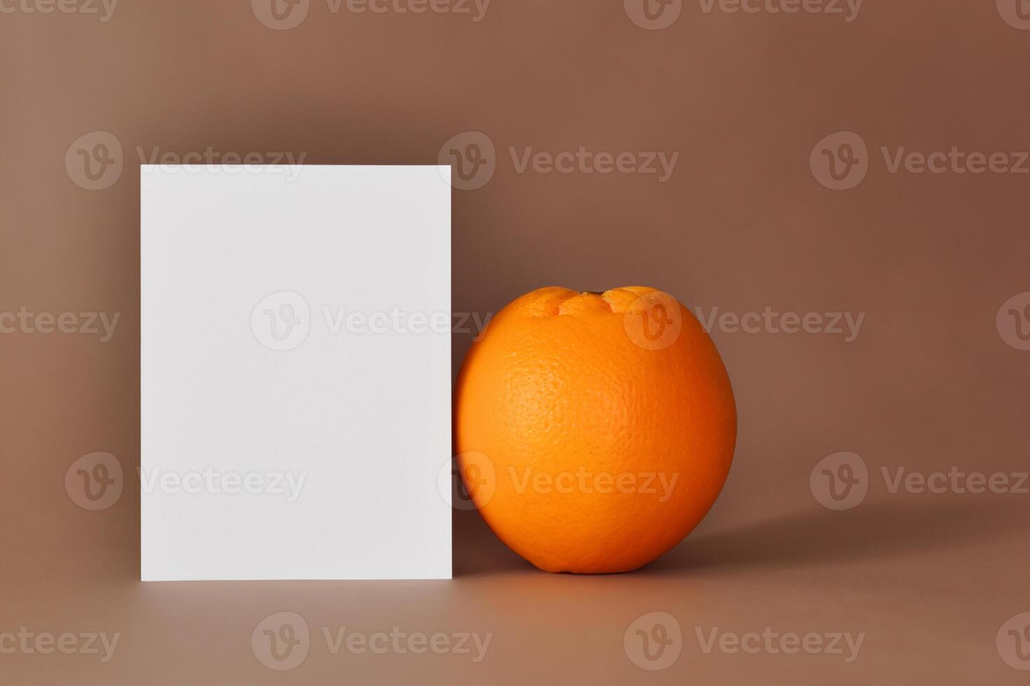 Generated imageWhite Paper Mockup Enlivened by the Zesty Aura of Fresh Oranges, Crafting a Visual Symphony of Culinary Opulence and Wholesome Design photo