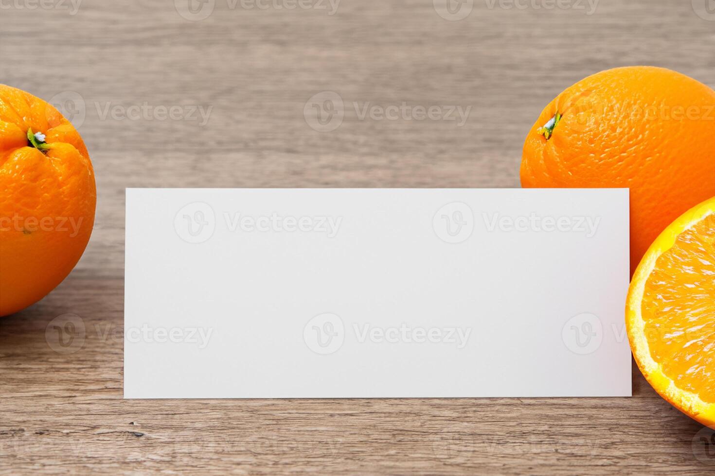 Generated imageWhite Paper Mockup Enlivened by the Zesty Aura of Fresh Oranges, Crafting a Visual Symphony of Culinary Opulence and Wholesome Design photo