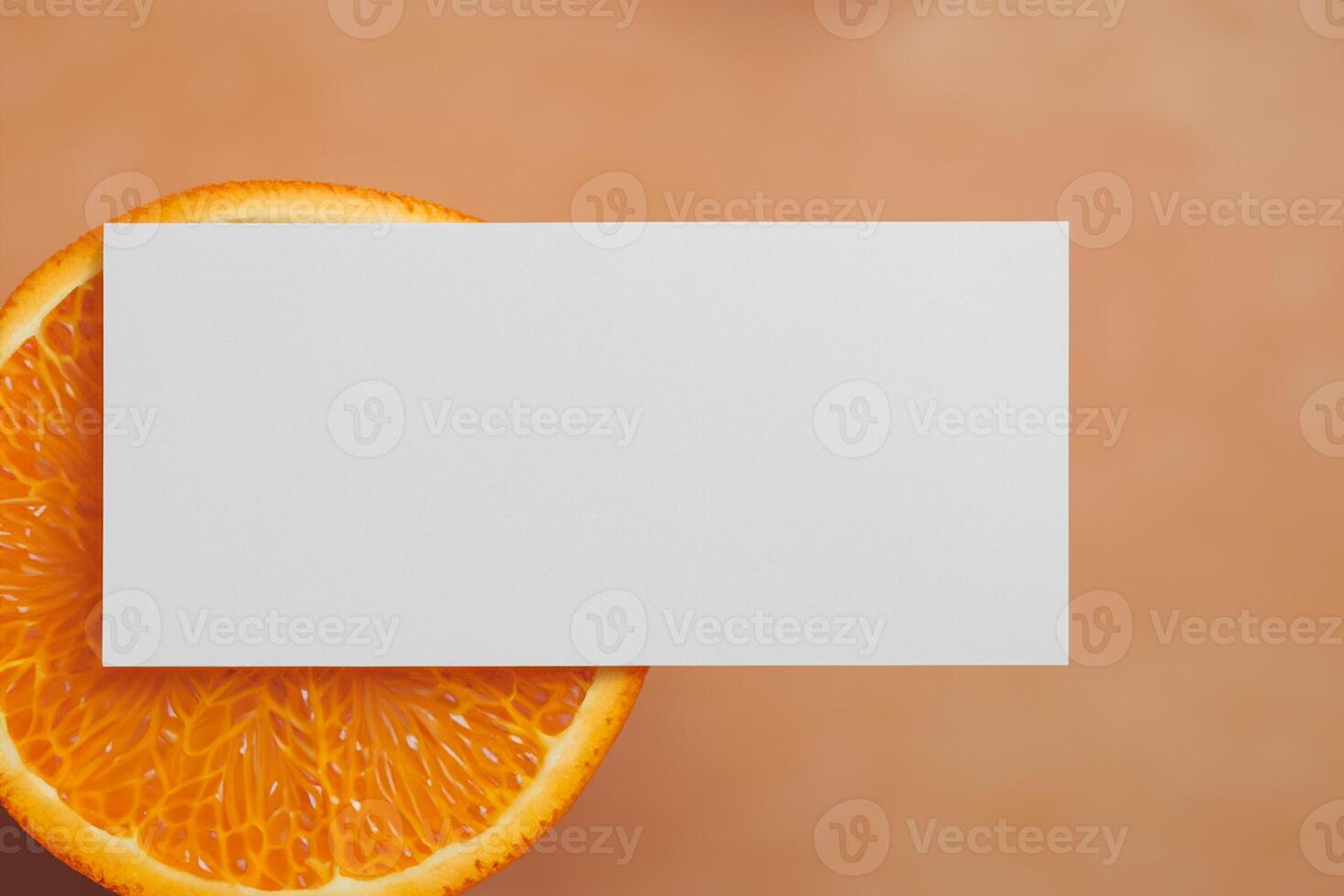 White Paper Mockup Enlivened by the Zesty Aura of Fresh Oranges, Crafting a Visual Symphony of Culinary Opulence and Wholesome Design photo