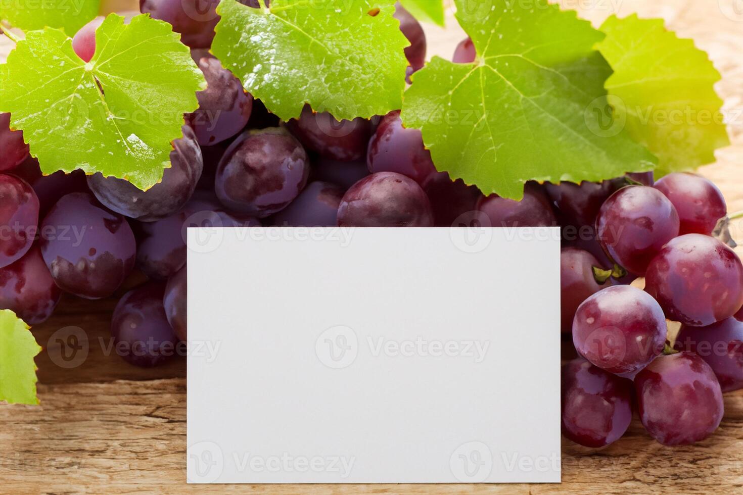 White Paper Mockup Enhanced by the Juicy Allure of Fresh Grapes, Crafting a Visual Symphony of Culinary Elegance and Wholesome Imagery, Where Graphic Design Flourishes in a Feast of Vibrant Creativity photo