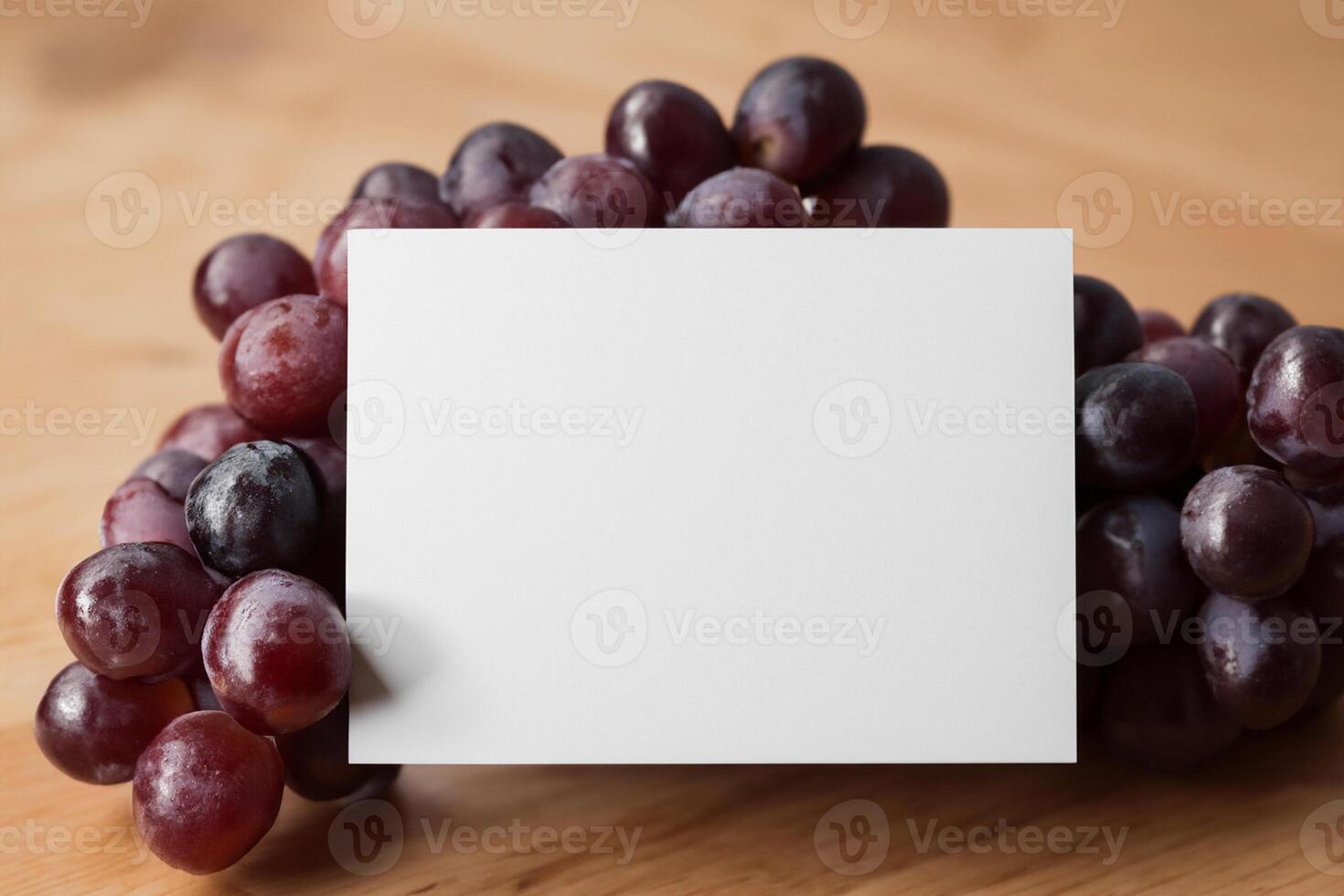 White Paper Mockup Enhanced by the Juicy Allure of Fresh Grapes, Crafting a Visual Symphony of Culinary Elegance and Wholesome Imagery, Where Graphic Design Flourishes in a Feast of Vibrant Creativity photo