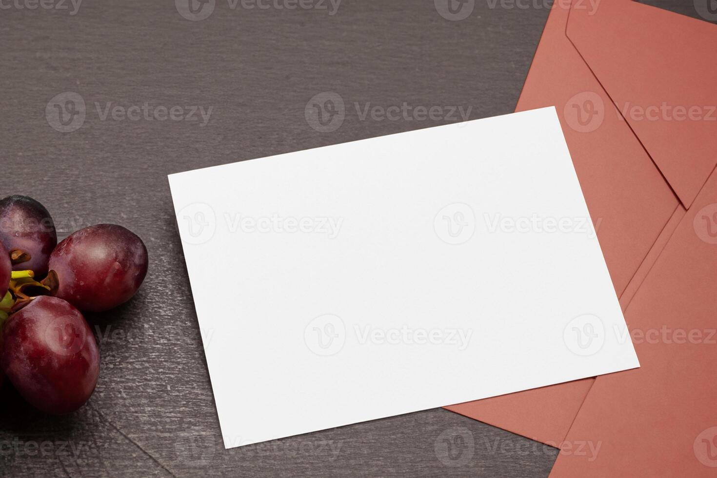 White Paper Mockup Enhanced by the Juicy Allure of Fresh Grapes, Crafting a Visual Symphony of Culinary Elegance and Wholesome Imagery, Where Graphic Design Flourishes in a Feast of Vibrant Creativity photo