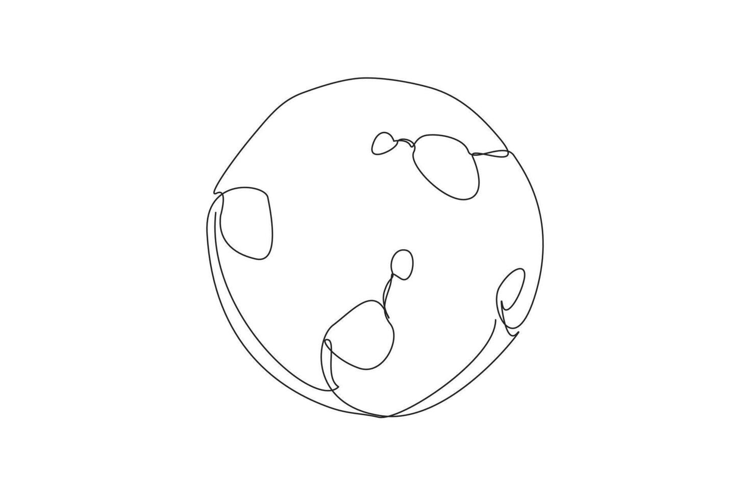 Single one line drawing the moon's surface looks round. The aim of the astronauts landing on an expedition. Space expedition on the lunar surface. Cosmic. Continuous line design graphic illustration vector