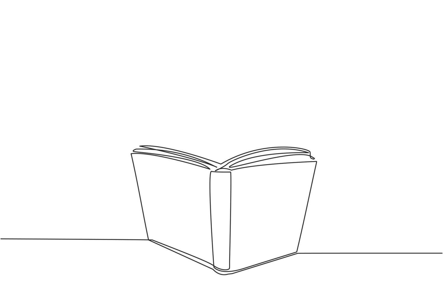 Single one line drawing the book stands open. Books on display during the book festival. Books about space. Increase knowledge. Cosmic galaxy deep space. Continuous line design graphic illustration vector