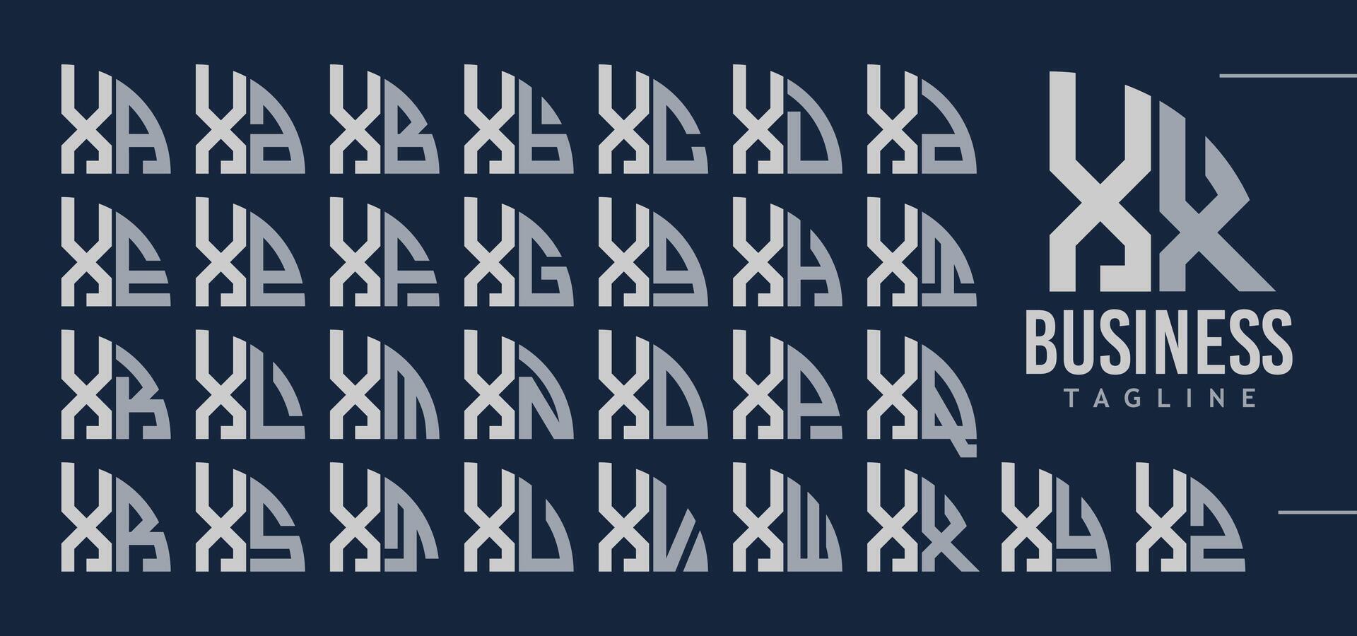 Bundle of abstract quarter circle letter X XX logo design vector