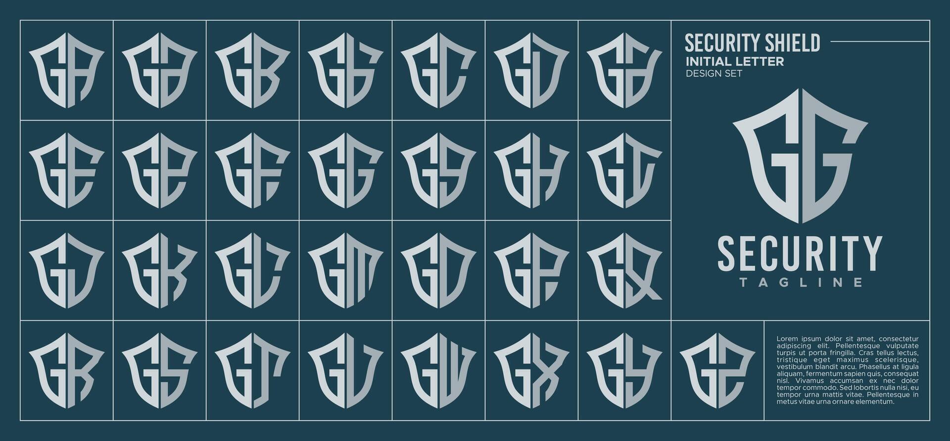 Line security shield letter G GG logo design set vector