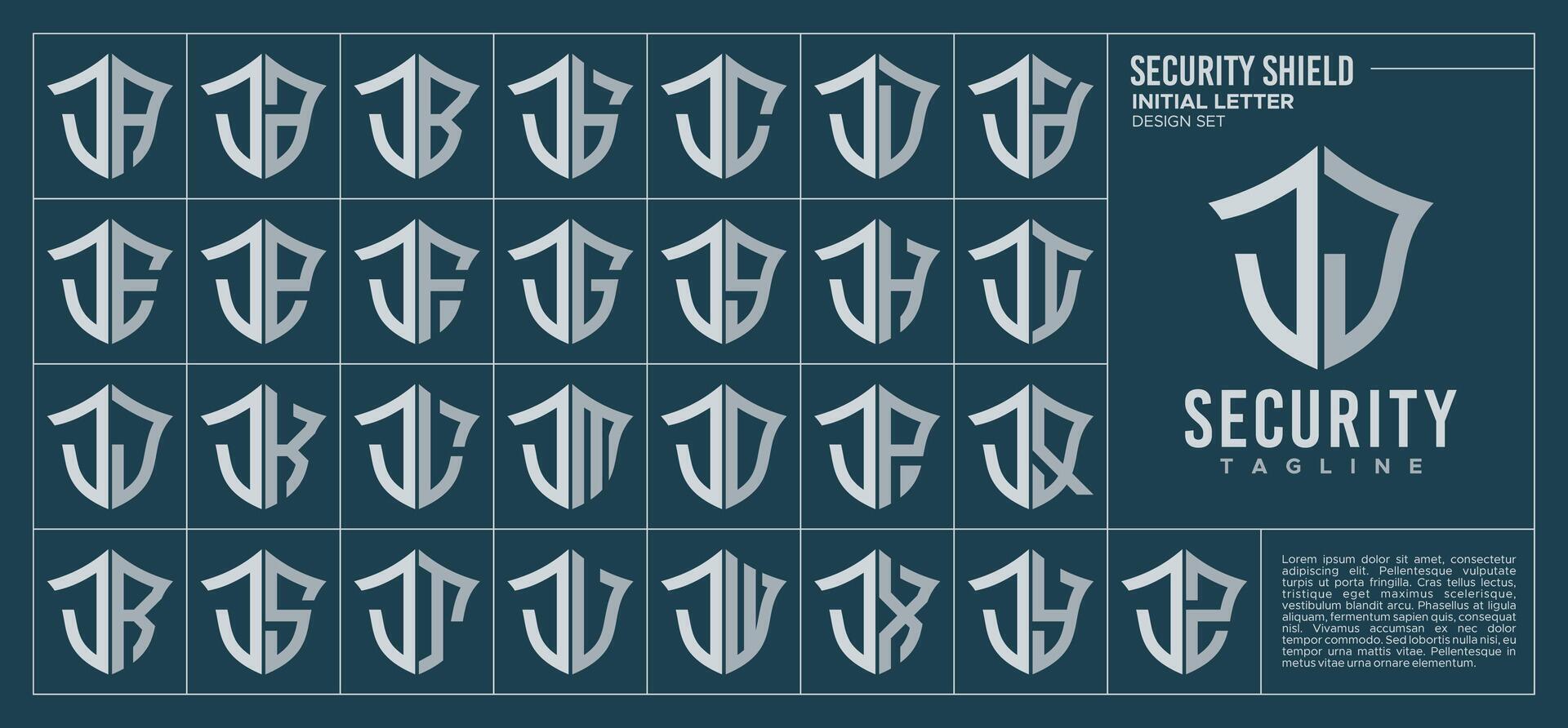 Line security shield letter J JJ logo design set vector